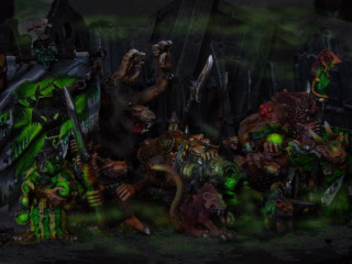 Zombie figurines green paint display - warhammer free wallpaper