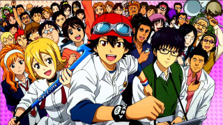 Group people anime background pointing - a mosaic free wallpaper