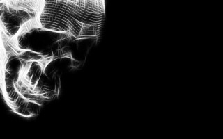 Skull long tail black background 2 - white line free wallpaper