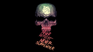 Skull glowing face never surrender - a skull free wallpaper