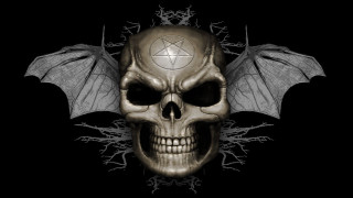 Skull bat wings pentagram forehead - dark art free wallpaper