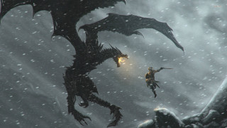 Man riding dragon snow light - his back free wallpaper for desktop