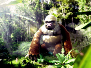 Furry monkey sitting forest trees - arnold free wallpaper