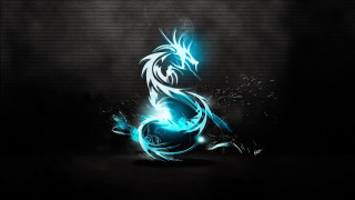 Blue black dragon glowing fantasy - dragon free wallpaper