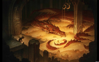 Dragon cave man woman sitting - andreas rocha free wallpaper