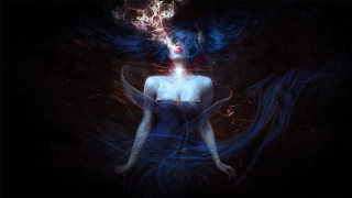 Blue hair white shirt blue - bastien l. deharme free wallpaper