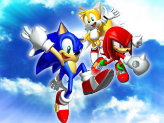 Sonic tails flying blue sky - the air together free wallpaper