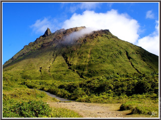 Mountain stream clouds trail grass - ada hill walker free wallpaper