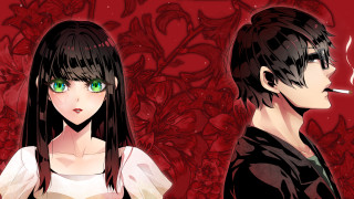 Anime couple green eyes black 2 - a cigarette free wallpaper