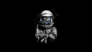 Space man shuttle armor greyscale - free space wallpaper