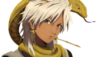 Woman snake head cigarette mouth - rpg portrait free wallpaper