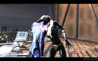 Woman futuristic suit rooftop night - marvel comic free wallpaper