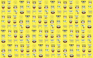 Yellow background faces eyes pattern 2 - many free wallpaper