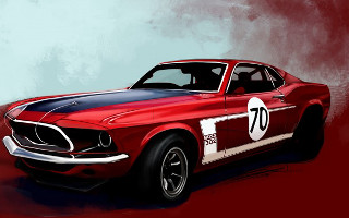 Red mustang number seventy red - matte drawing free wallpaper for desktop