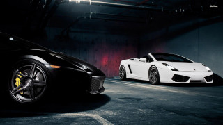 White sports cars dark garage - a dark garage free wallpaper