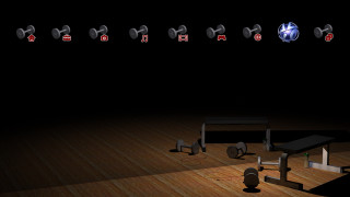 Dark room table dumbbells floor - dynamic lighting free wallpaper for desktop