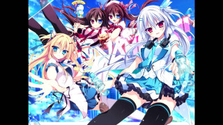 Anime girls blue background clouds - a blue background free wallpaper