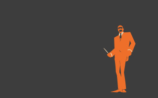 Man orange suit tie cane - a cane free wallpaper