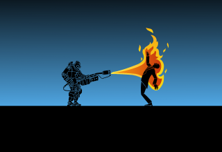 Man fire extinguisher flame cyberpunk - a flame free wallpaper