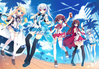 Anime girls beach car sky - a beach free wallpaper