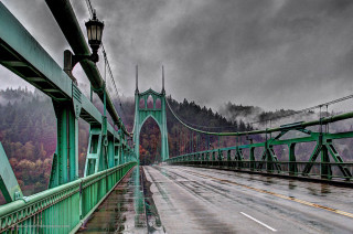 Bridge light pole forest cloudy - a light pole free wallpaper