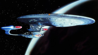 Spaceship flying planet sky star - a star trek logo free wallpaper for desktop