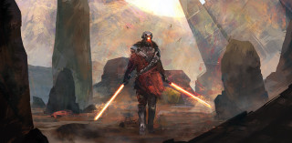 Sci fi man lightsabers rocky - a rocky landscape free wallpaper