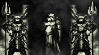 Knights standing field smoke black - ambient occlusion free wallpaper