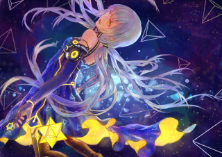 Girl long hair sword in 4 - cosmic free wallpaper