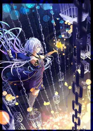 Anime longhair purpledress chainfence spacehologram - firefly free wallpaper for mobile
