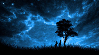 Couple tree blue sky stars - two person free wallpaper for desktop