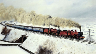 Train snow tracks smoke traveling - the track free wallpaper