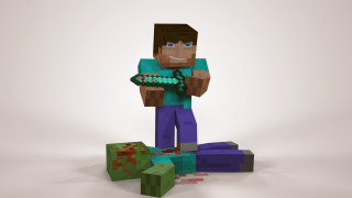 Man holding object minecraft style - a small object free wallpaper