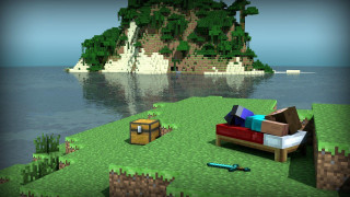 Minecraft bed table rock island - blender free wallpaper