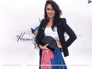 Woman blue dress black jacket - a pink scarf free wallpaper