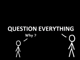 Question everything why stick figure - a white text free wallpaper