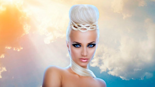 Woman braid blue eyes digital - a digital painting style free wallpaper