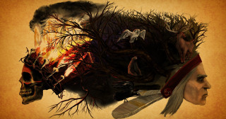 Man skull fire horse demon - storybook illustration free wallpaper for desktop