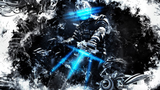 Futuristic man sword cyberpunk electricity - a futuristic suit holding free wallpaper for desktop