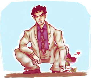 Man suit tie chair bird - menacing free wallpaper