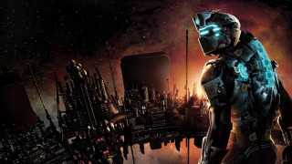 Futuristic man suit city skyline - mass effect free wallpaper