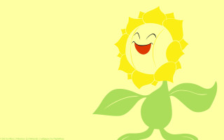 Yellow flower green leaf smiling - a smiling face free wallpaper