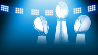 Three footballs on pedestals stadium - a spotlight free wallpaper