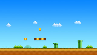 Platform game blue sky cloudy - pixel art free wallpaper