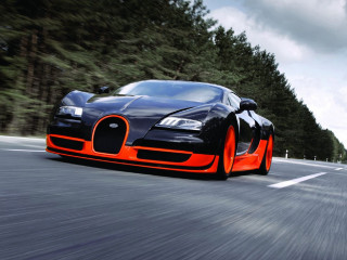 Bugatti driving road trees cloudy - the road free wallpaper