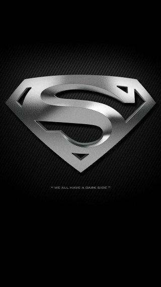 Superman logo black background silver 2 - we free wallpaper for mobile