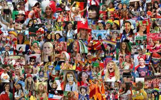 Colorful costume collage people hats - many person free wallpaper