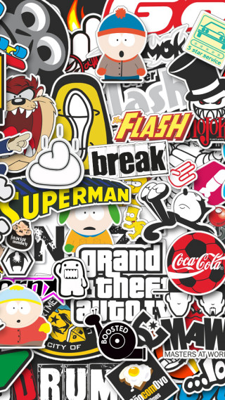 Stickers scattered all over the - a bunch of stickers free wallpaper