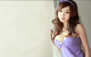 Woman purple dress ponytail bow 3 - anime free wallpaper