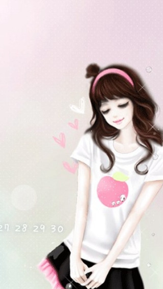 Girl pinkheadband whiteapple blackpurse anime - anime art free wallpaper for mobile